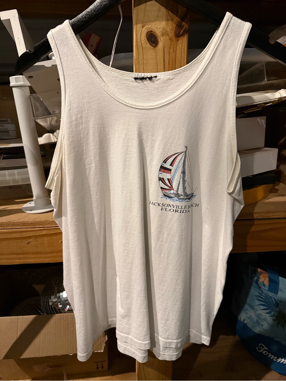 White Sailboat Tank Top - Jacksonville Beach Graphic